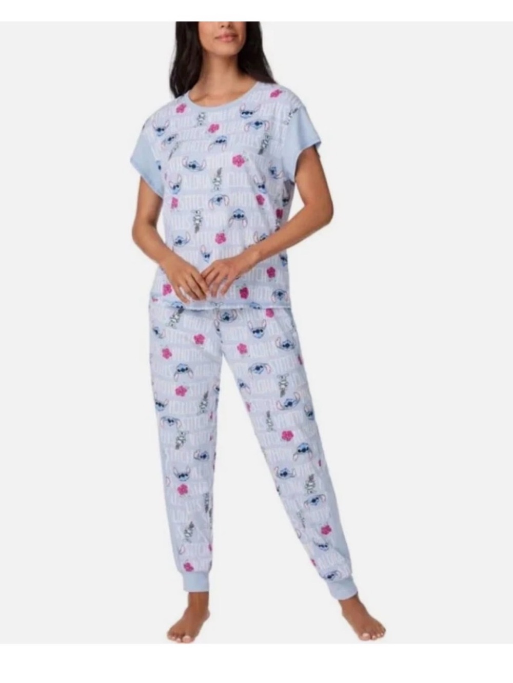 Disney Stitch Women's 2 Piece Ribbed Lounge Pajama Set
